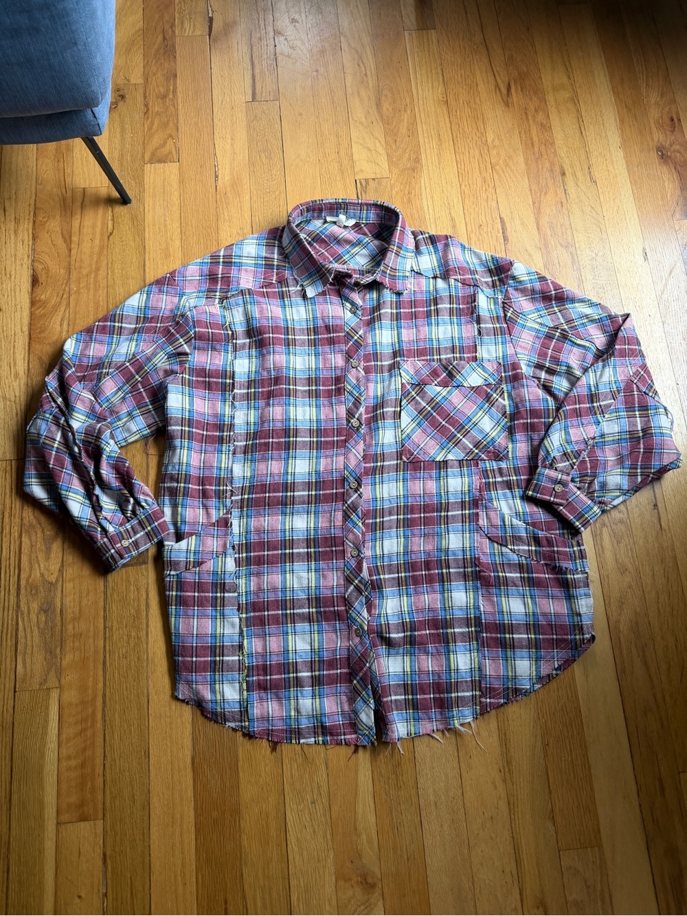 NWOT Easel res and blue plaid shacket